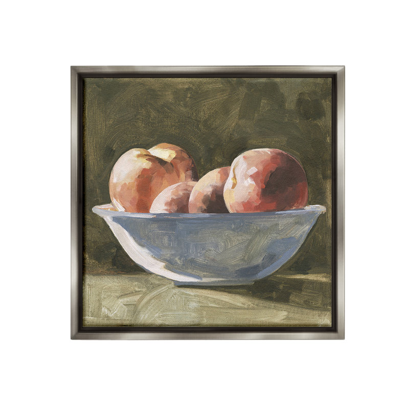 «Apples In Bowl Still Life» par Emma Caroline sur toile, H 25 po x l 25 po, Cadre flottant gris lustré