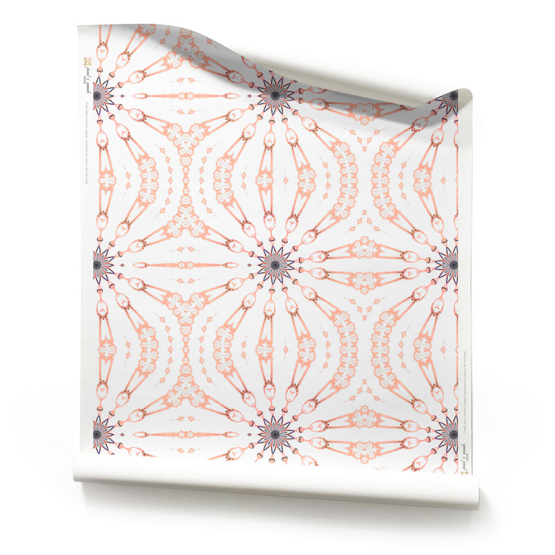 Fougère | Papier peint biologique Organic Arabesque , Rose, blanc, gris