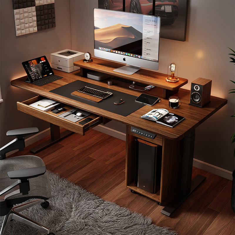 Bureau debout rectangulaire en bois massif noyer, H 47,24 po x l 78,74 po x P 39,37 po