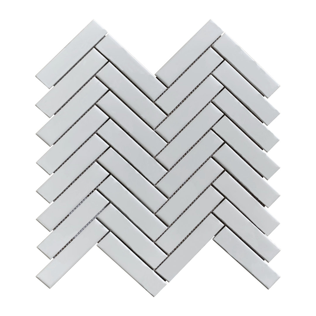 Herringbone 0.91" x 4" Porcelain Herringbone Mosaic Wall & Floor Tile (Set of 10) ES Stone