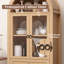 Vitrine de rangement arquée de 71 po Ato, garde-manger de style campagnard avec portes en verre, tiroir et tablettes-1892392817