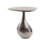 Table de bout à piédestal en fonte d'aluminium et de marbre 22 po
