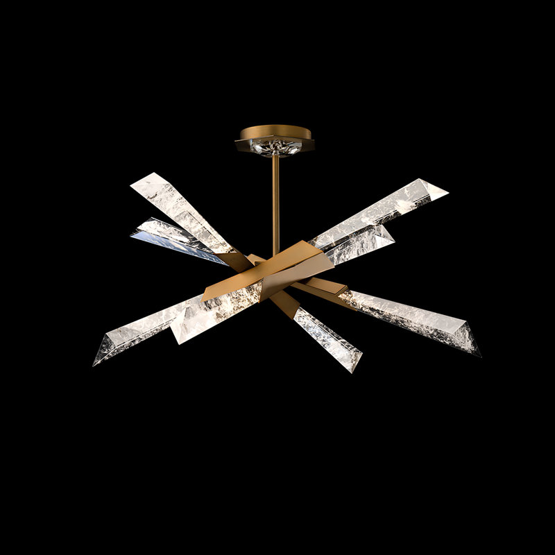 Solitude 8 Light Crystal LED Semi-Flush Mount, Aged Brass