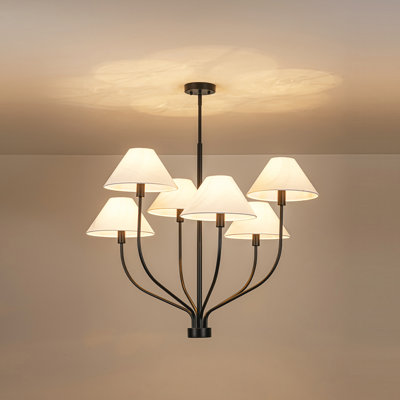6 -Light Dimmable Chandeliers with Linen Shade