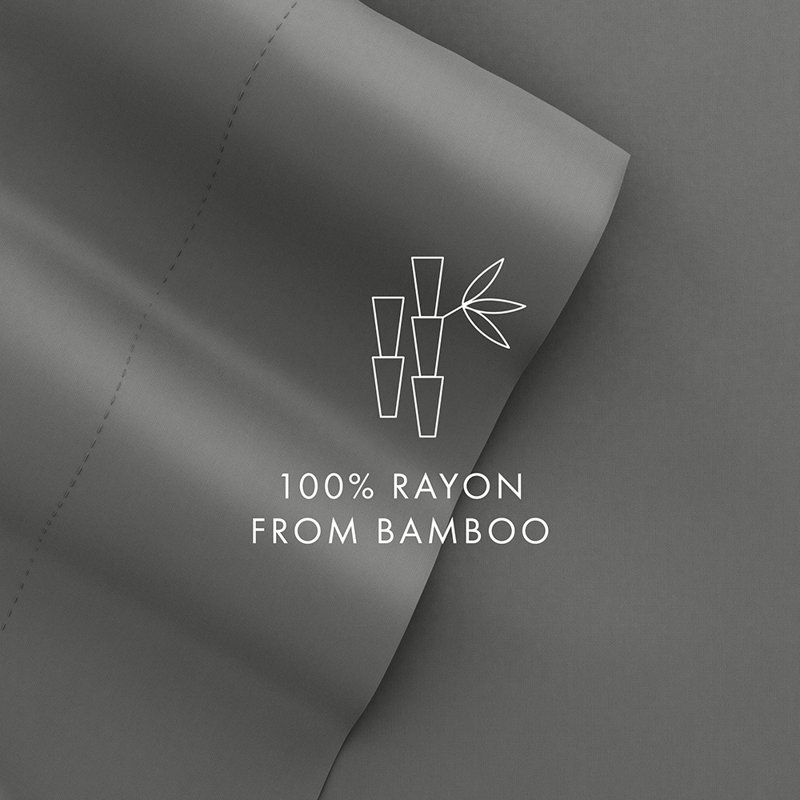 Ensemble de draps 100% rayonne de bambou, gris, Ensemble de draps pour très grand lit avec 2 taie