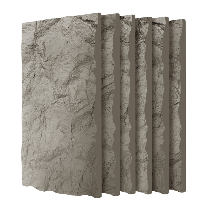 Ensemble de panneaux muraux imitation pierre 47,54 po x l 23,62 po, lambris de polyuréthane gris clair pour mur de télévision, bureau et salon, ensemble de 6 pièces