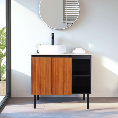Ensemble de meuble-lavabo simple 32 po brun moderne