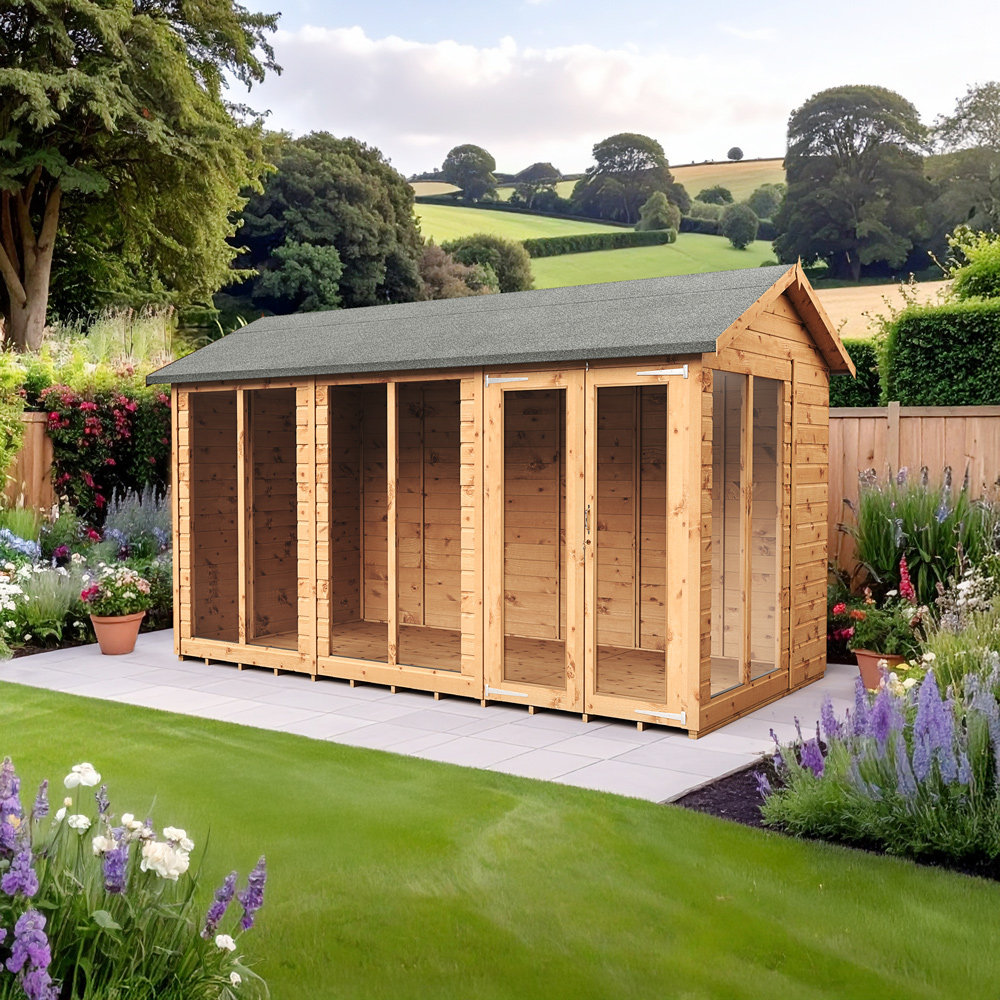 Empire Sheds 9x5ft Wooden Garden Shed - Pent Roof - Tongue & Groove Cladding - Right Hand Door - Green - Image 5