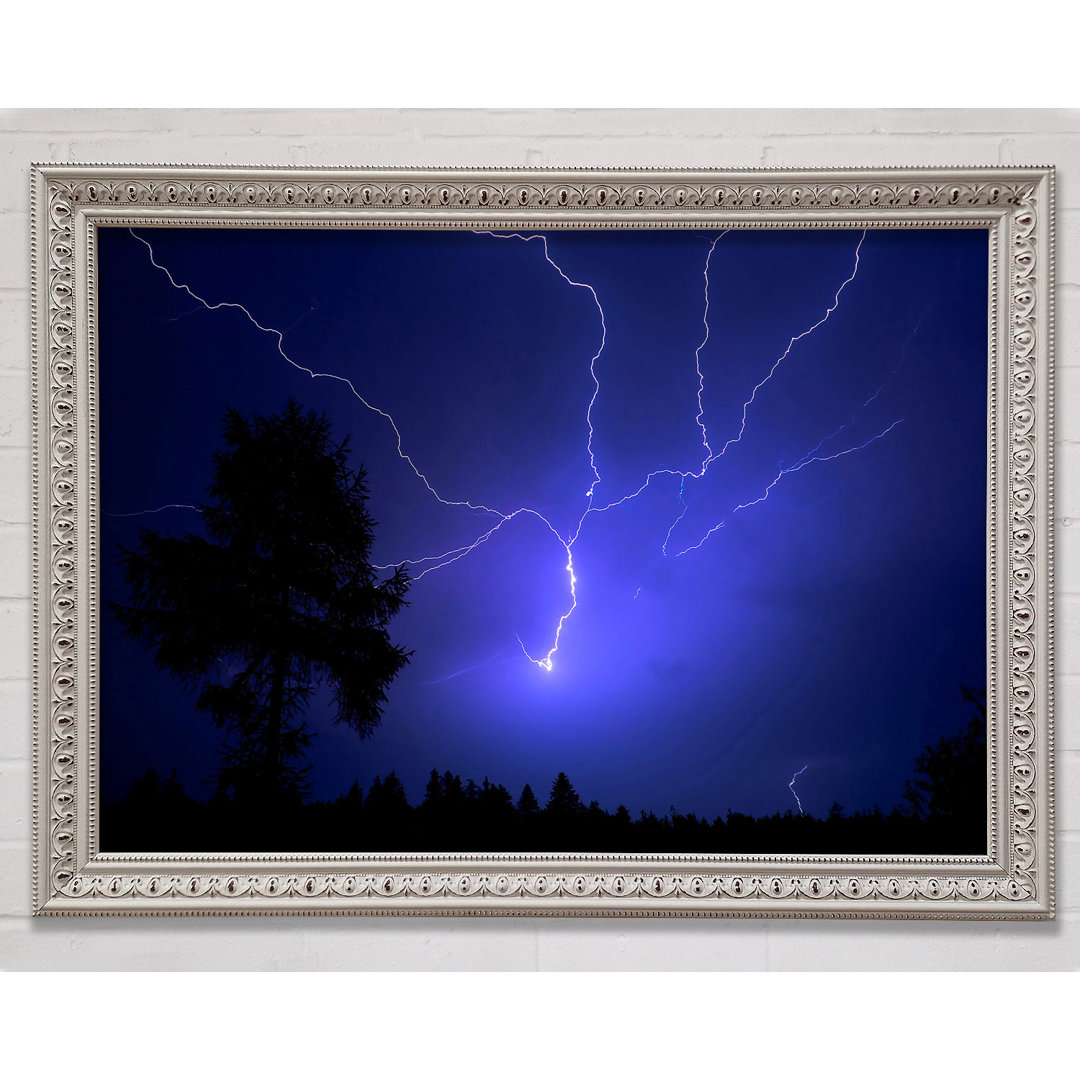 Night Lightning Blue - Einzelner Bilderrahmen Kunstdrucke