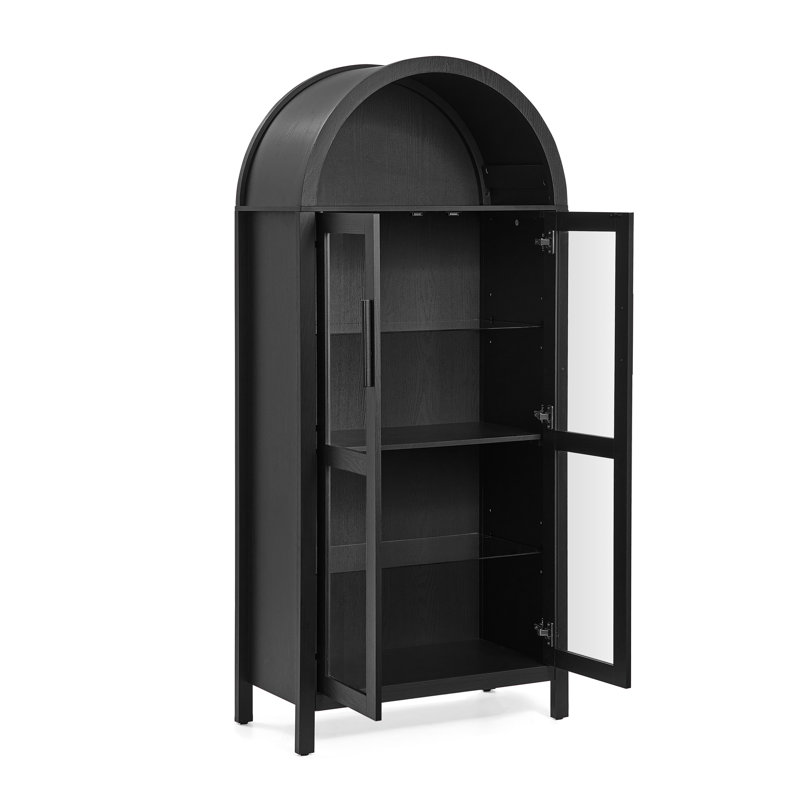 Bibliothèque avec portes en verre avec DEL, Noir