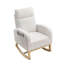Fauteuil à bascule moderne avec accoudoirs de salon à dossier haut l 27,6 po, deux poches latérales, nounours (ivoire)