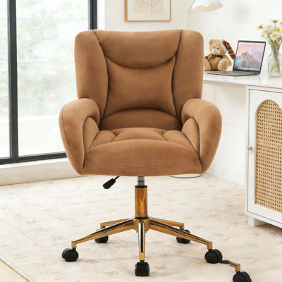 Chaise de bureau pivotante 360 avec base en métal doré
