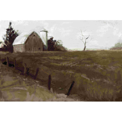 Barn in Field Tonal - peinture sur toile tendue