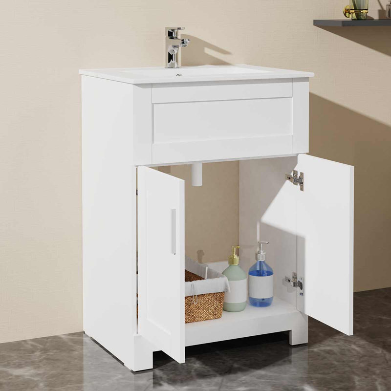 Meuble-lavabo 24 po avec lavabo en céramique, blanc