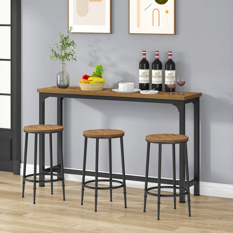 Kyrie 3 - Person Counter Height Dining Set, Black, Brown