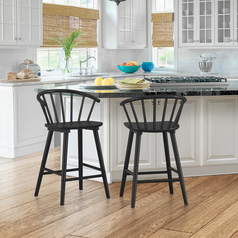 Tabouret Chelssie, Tabouret de comptoir (siège d’une hauteur de 24, Noir, noir, noir, noir, 2