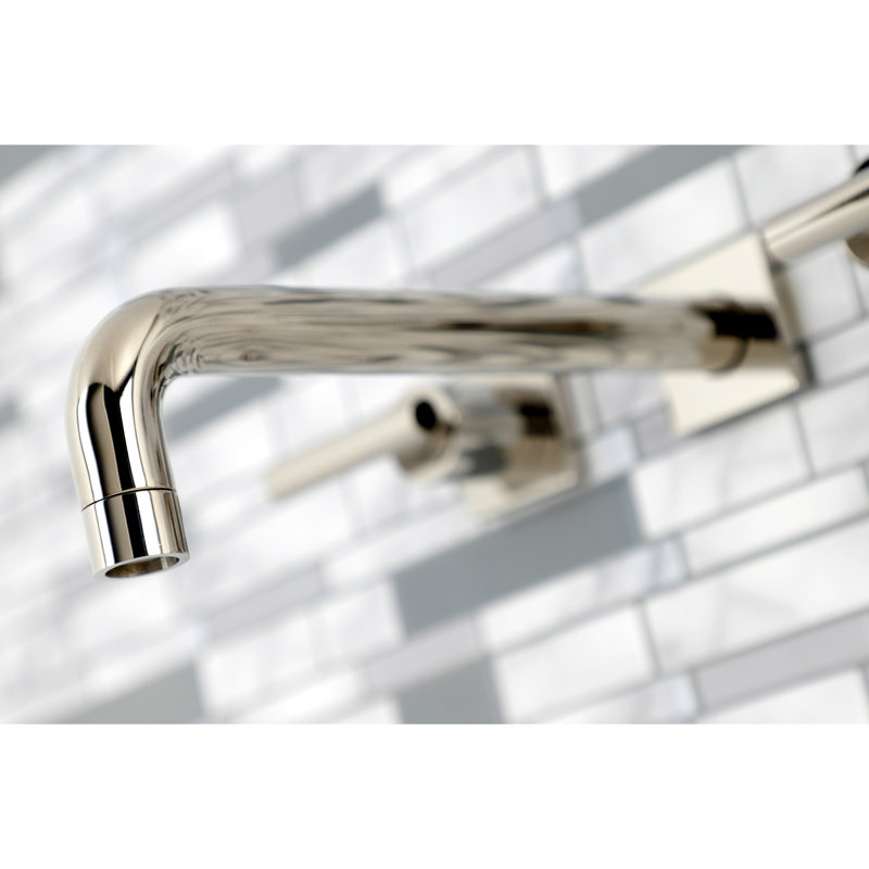 Kingston Brass Manhattan Two-Handle 3-Hole Wall Mount Roman Tub Faucet, Polished Nickel, T-bar