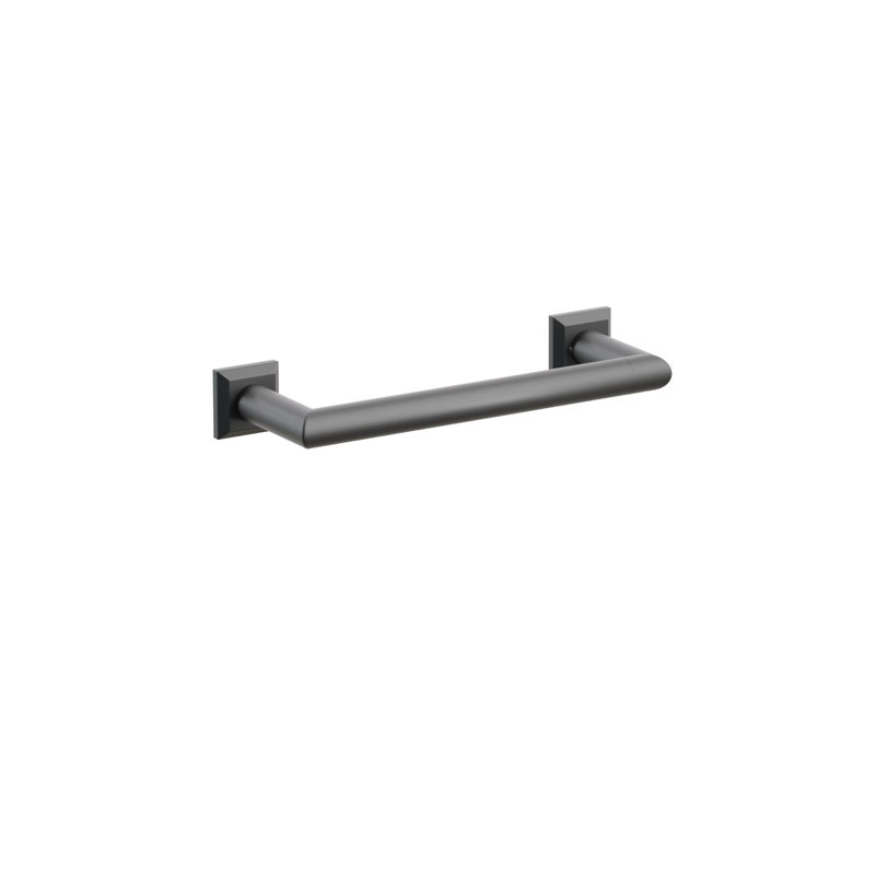 Emtek Modern Tubular Brass Towel Bar w/ Chamfered Square Rosette, Center-to-Center, Flat Black