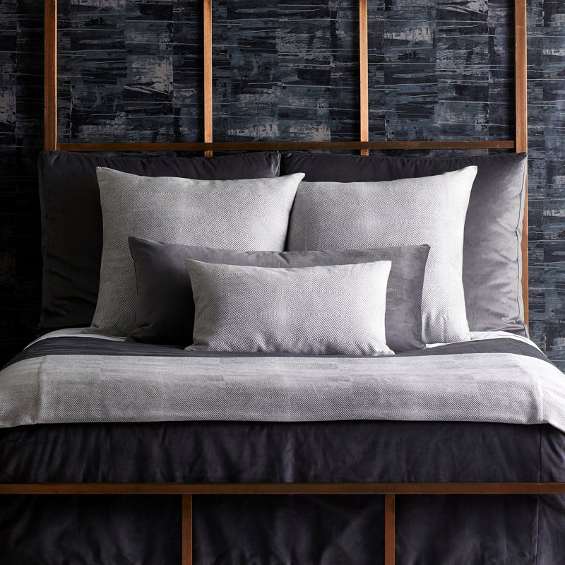 Modern Velvet Coverlet, Charcoal, Queen Coverlet