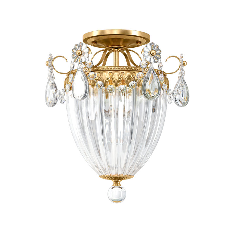 Bagatelle 3 - Light Semi Flush Mount, Heirloom Gold, Heritage Crystal