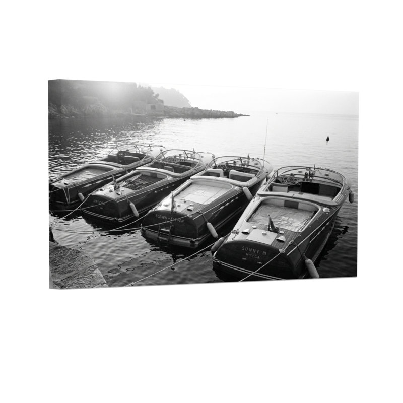 Bateaux tendance à quai avec réflexion sur l'eau, H 12 po x l 18 po