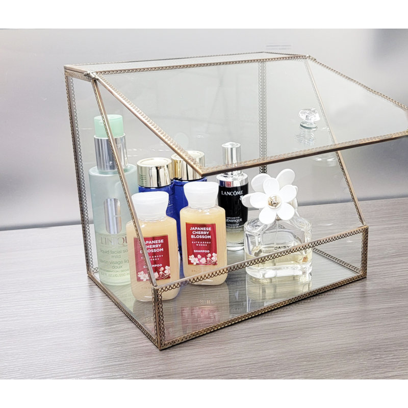 Organiseur de maquillage, Transparent / or antique