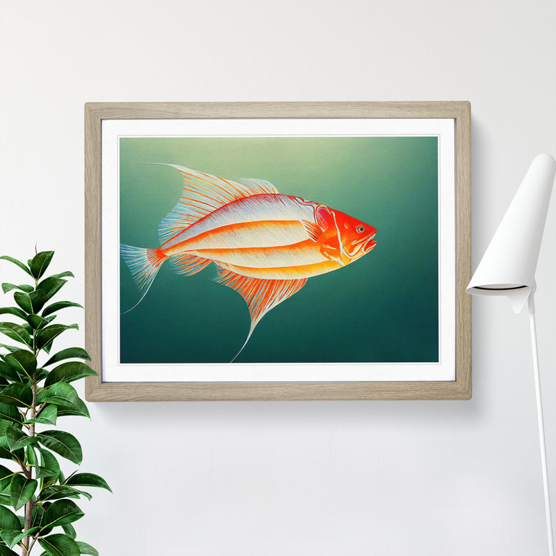 Intense Fish - Framed Print, 46cm H x 64cm W x 2cm D, Oak