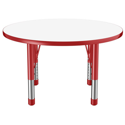 Round Dry-Erase Activity Table with Adjustable Legs - White/Black