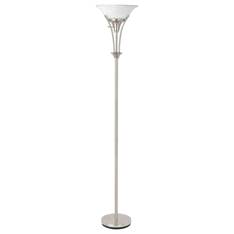 Lampe torchère sur pied en acier brossé givré