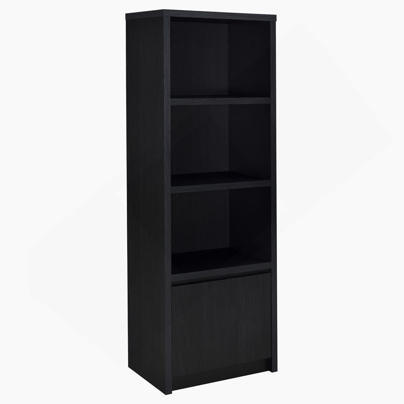 3-Shelf Bookcase With Bottom Cabinet, Black