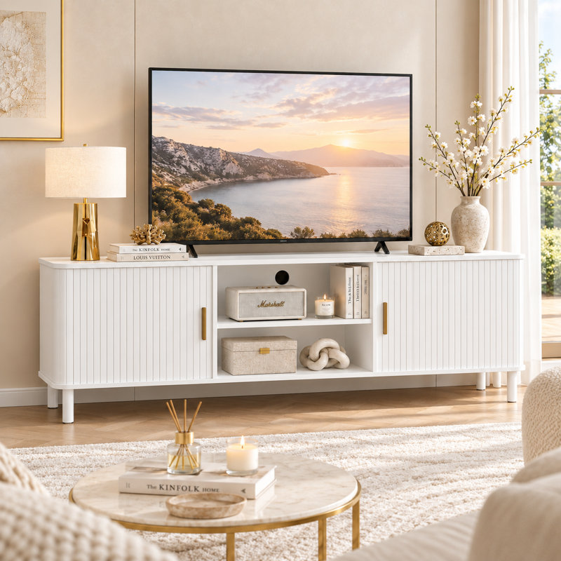 TV Stands With Tambour Doors For TVs up to 80" with Storage
