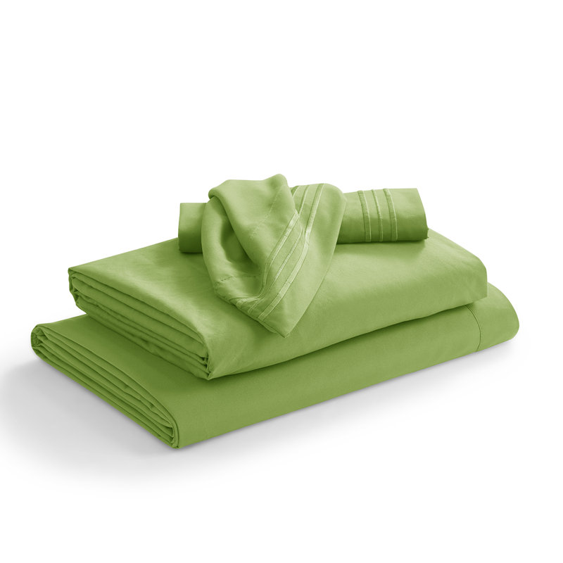 1800 Series Double-Brushed Microfiber Hypoallergenic Sheet Set, Garden, Split King Sheet Set with 2 Pillowcases