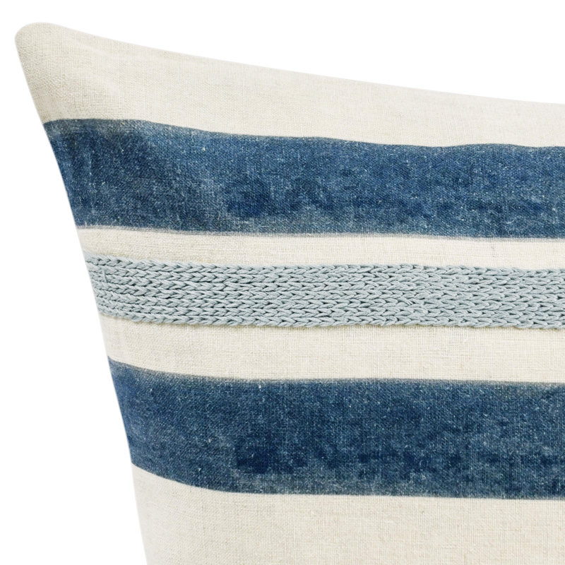 Seiano 22"  Fabric Striped Blue Throw Pillow