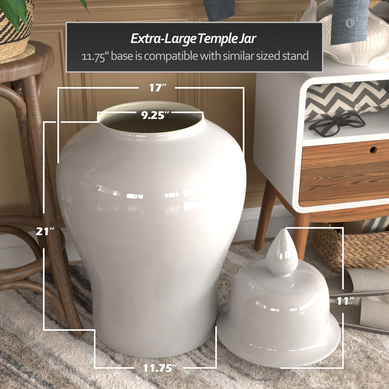 Timeless Chinese Temple Jar, White, 32"