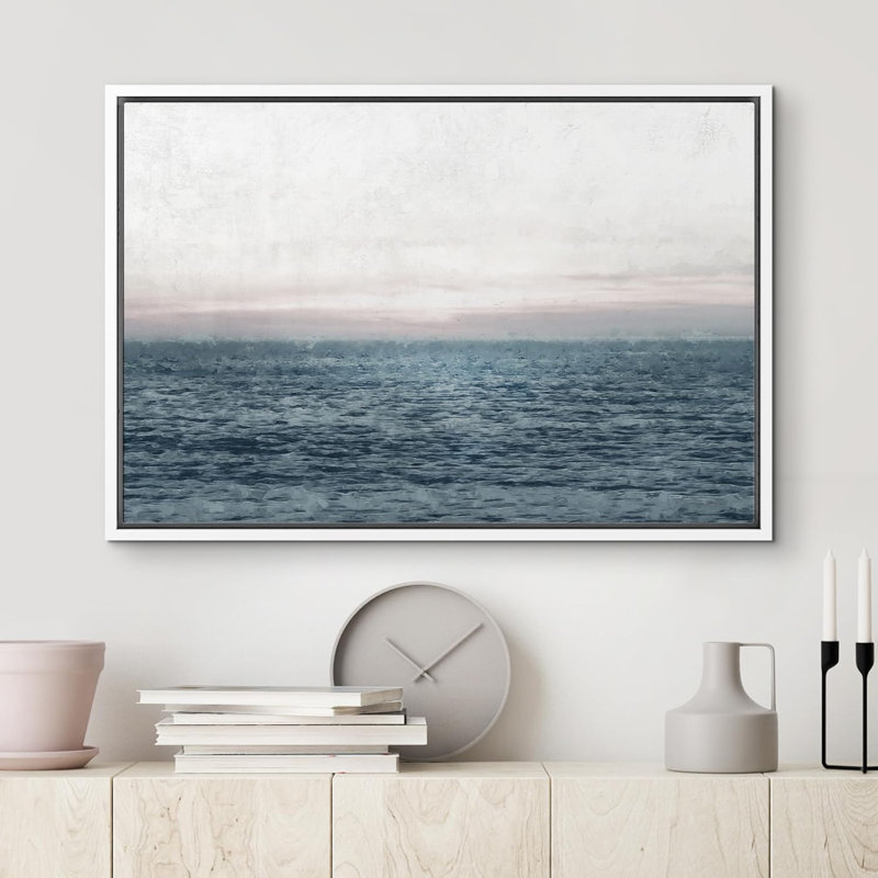 Coastal Beach Pastel Coastal Ocean Sea Vagues, Cadre flottant blanc, H 16 po x l 24 po x P 1,5 po