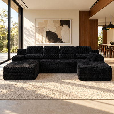 137.8'' W Plush U-Shaped Sectional Sofa With Double-Layer Cushions