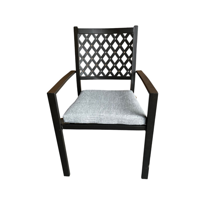 Andriena Stacking Patio Dining Armchair with Cushion