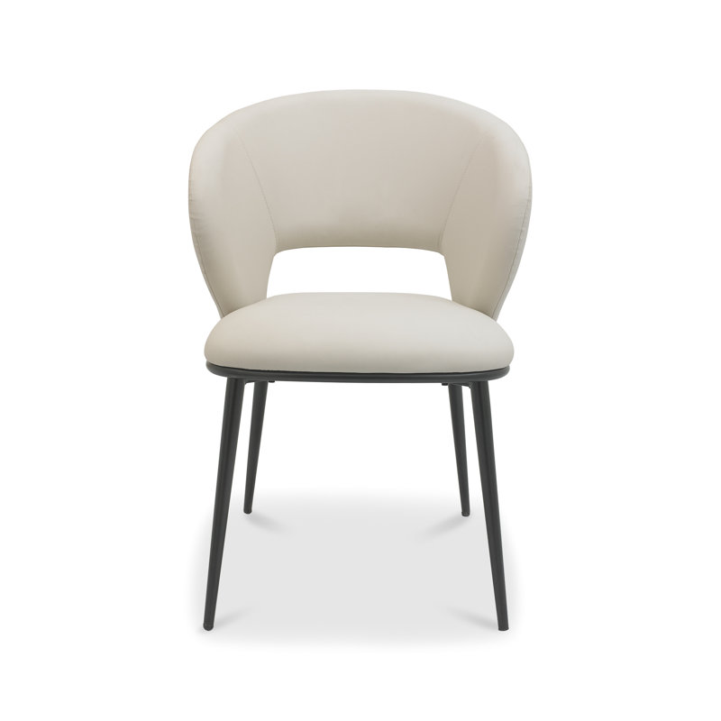 Anjelita UPHOLSTERED DINING CHAIR - BLACK SAND POWDER COATED LEGS (PAIR), Ivory