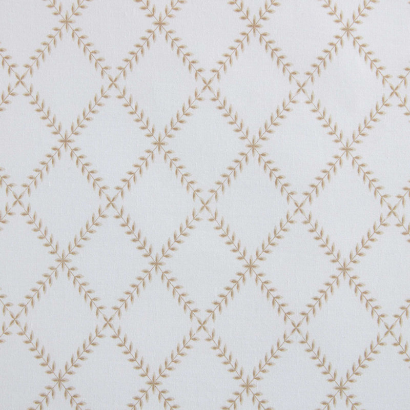 Martha Stewart Cotton Percale  Sheet Set, Twin Sheet Set with 1 Pillowcase, Leaf Trellis Beige