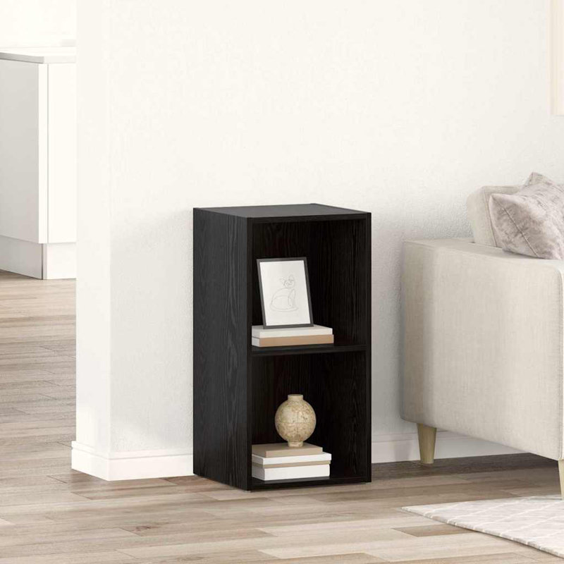 TV Cabinet Engineered Wood, Black Oak, 37cm H x 72cm L x 35cm W