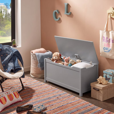 Kids Toy Chest with Safety Hinge, Wooden Toy Storage Chest for Boys Girls, Large Capacity Toy Box Organizer, Bench Storage Cabinet for Playroom, Bedroom, Nursery