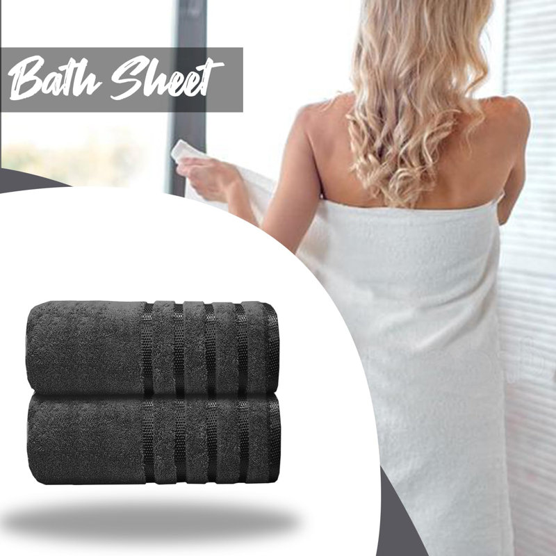 Mikeshia Premium Jumbo Bath Sheet Set, Black