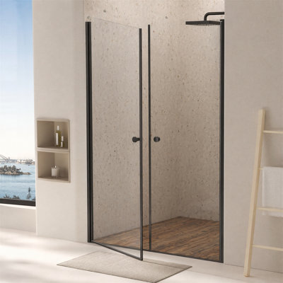 48" x 72" Frameless Pivot Shower Door, Brushed Nickel, 6mm Glass, Explosion-Proof, Reversible