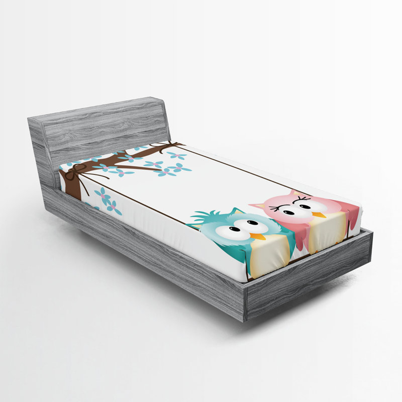 Ensemble de 2 draps-hiboux Ambesonne, Drap-housse simple TG