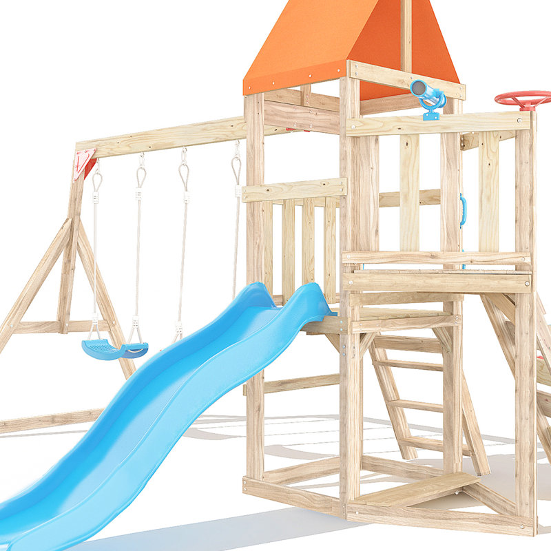 Leisure Zone Pine Swing Set with 2 Swing(s) , 1 Slide(s)
