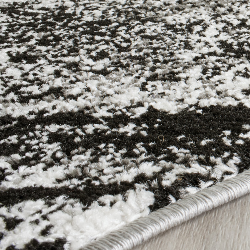 Tapis à motif abstrait Algonquin Performance, Tapis de couloir 2 pi 6 po x 6 pi, Black/Gray