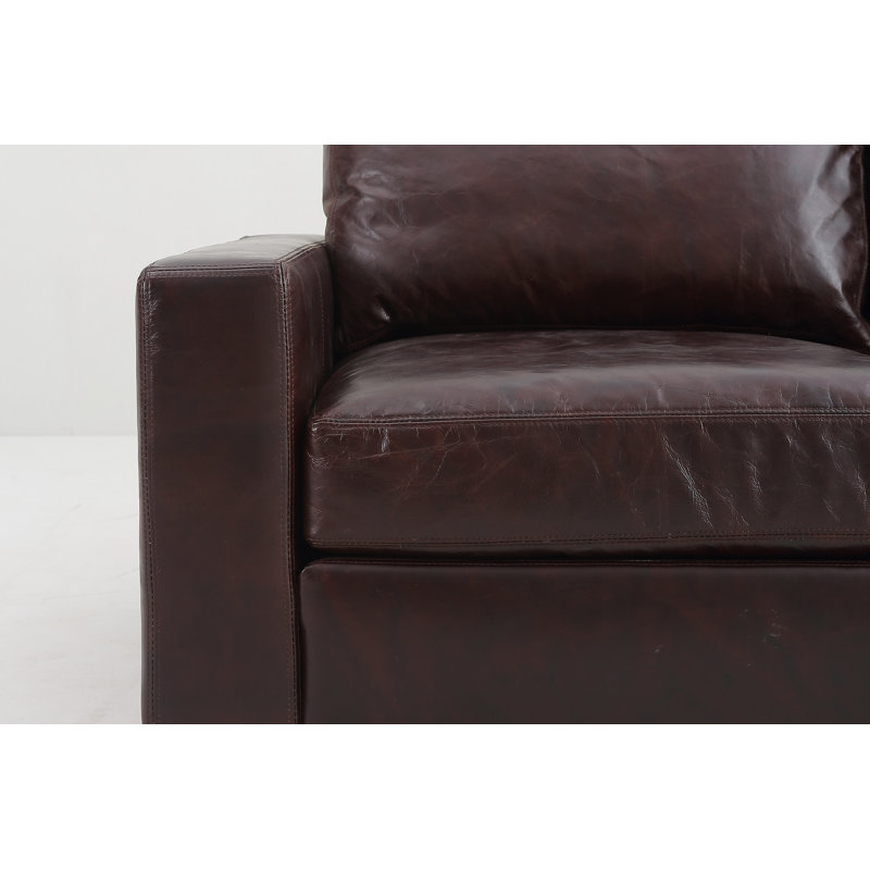 Causeuse à accoudoirs carré en cuir 72" véritable Crags