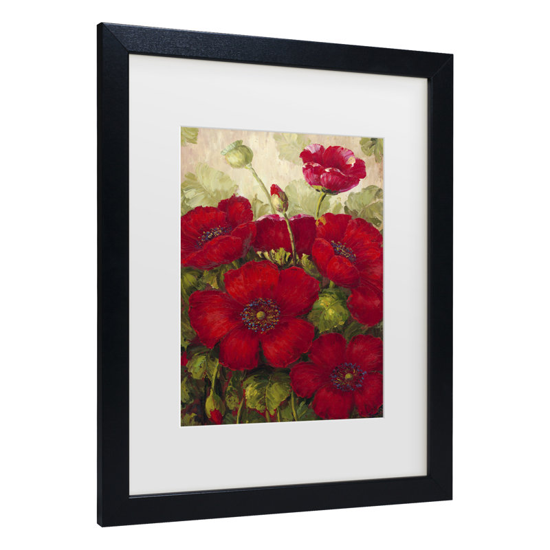 Rio «Poppies II», art encadré mat, H 16 po x l 13 po x P 0,75 po, Noir