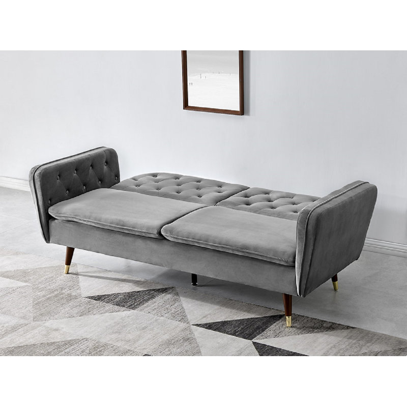 Hera 2 Seater Velvet Sleeper, Grey