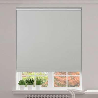 Cordless Blackout Gray Slow Release Recycled Fabric Roller Shade